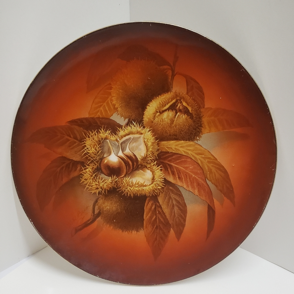Gorgeous Antique Hand Painted Sweet Chestnut R K Beck Signed Plate